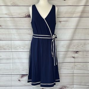 Ann Taylor Sleeveless Dress, Navy, Size Large